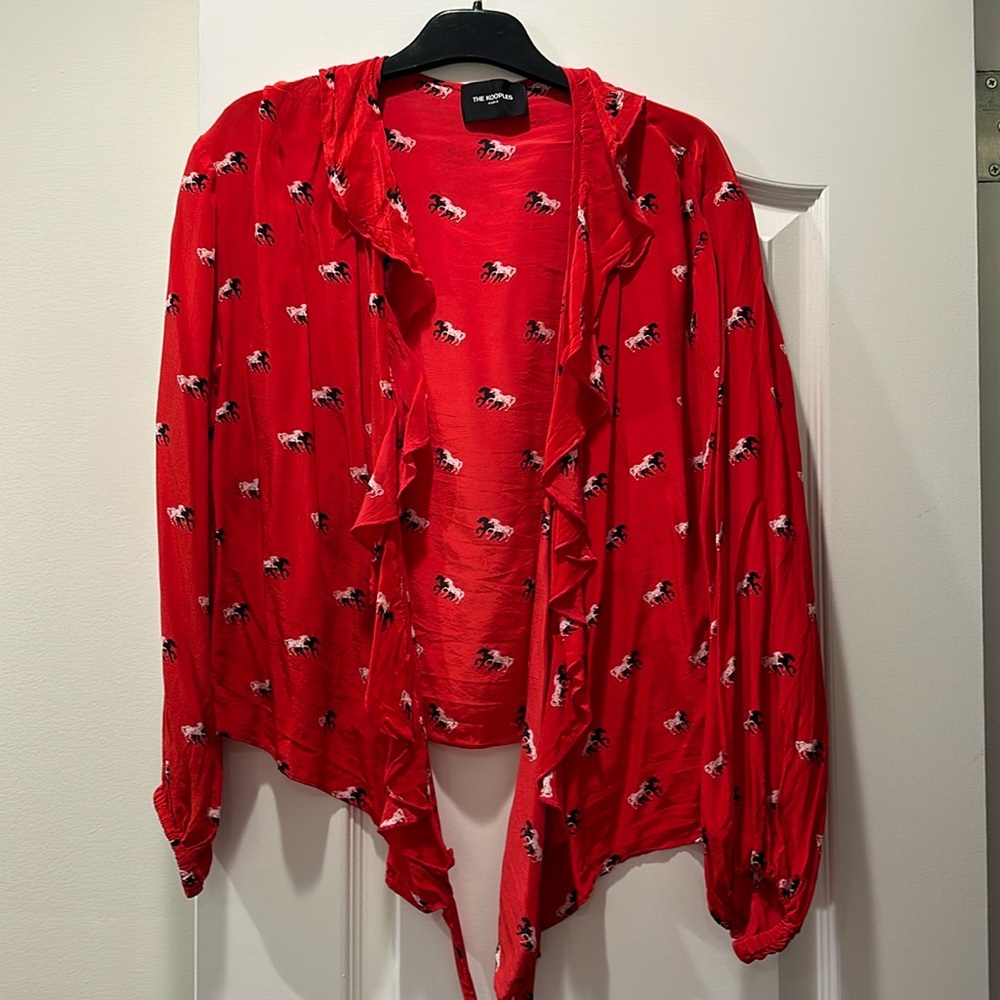 The Kooples tie front top horse print size 2 (small)